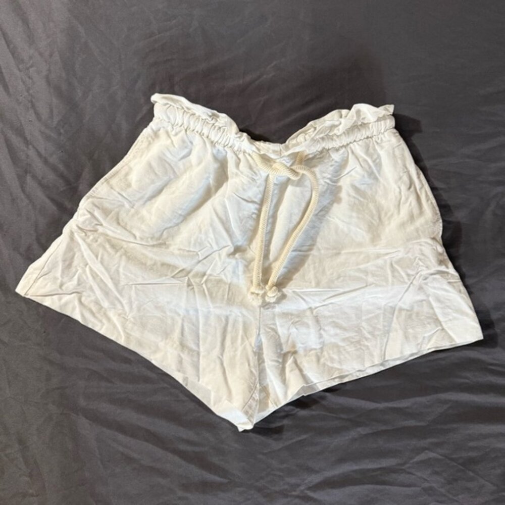 H&M Linen Blend White Drawstring Shorts Women's